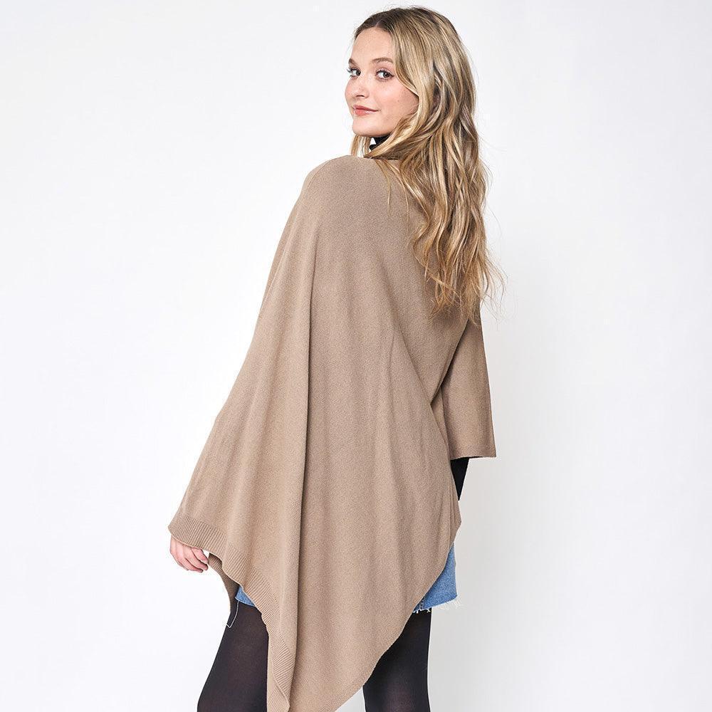 Taupe Solid Scarf Poncho - Jewelry Store by Erik Rayo