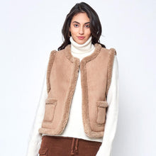 Load image into Gallery viewer, Taupe Faux Suede Sherpa Vest
