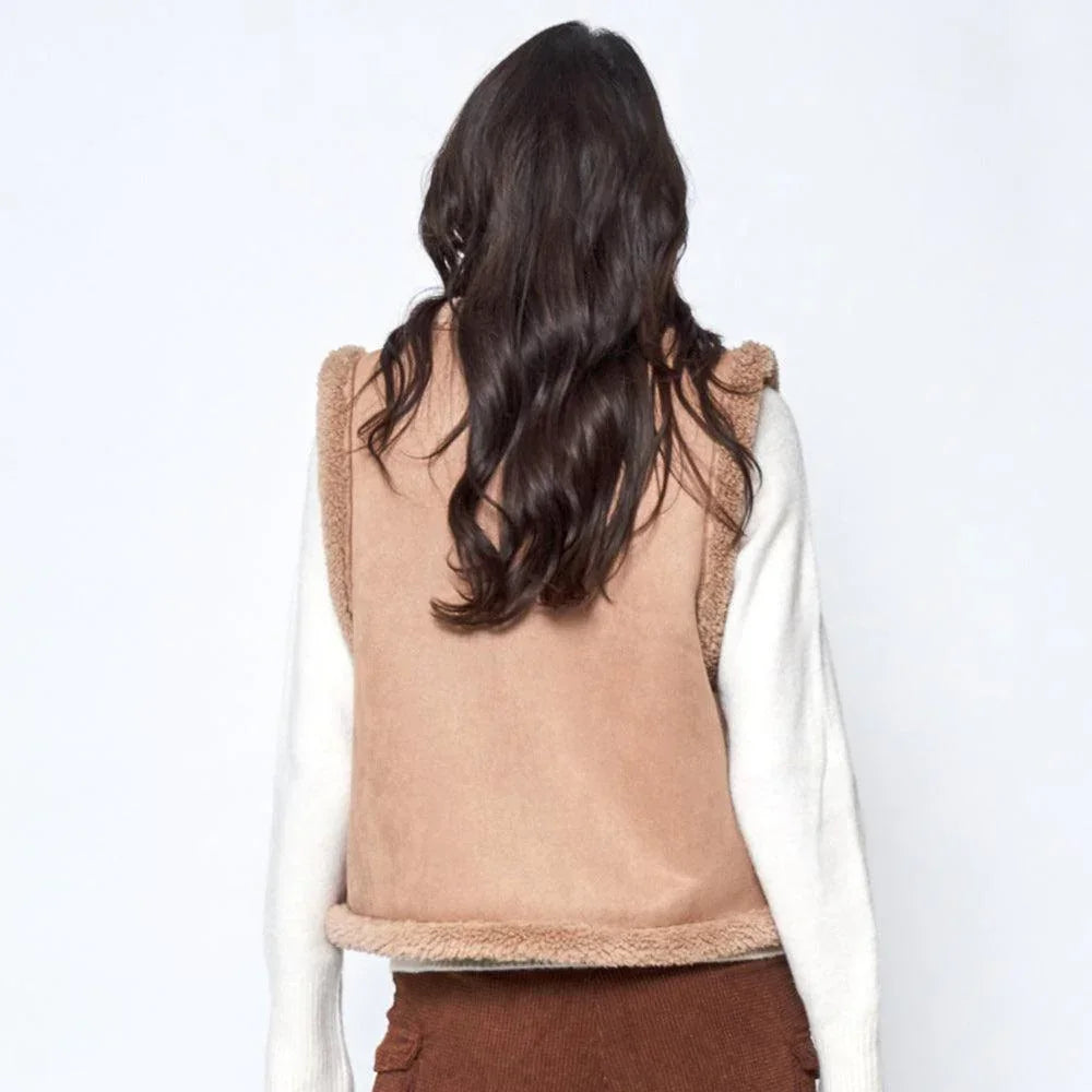 Taupe Faux Suede Sherpa Vest - Jewelry Store by Erik Rayo