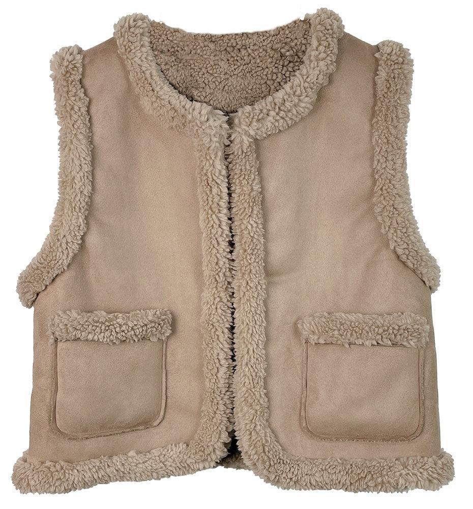 Taupe Faux Suede Sherpa Vest - Jewelry Store by Erik Rayo