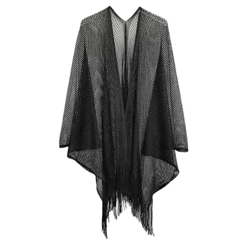 Black Sparkle Glitter Mesh Kimono Poncho - Jewelry Store by Erik Rayo