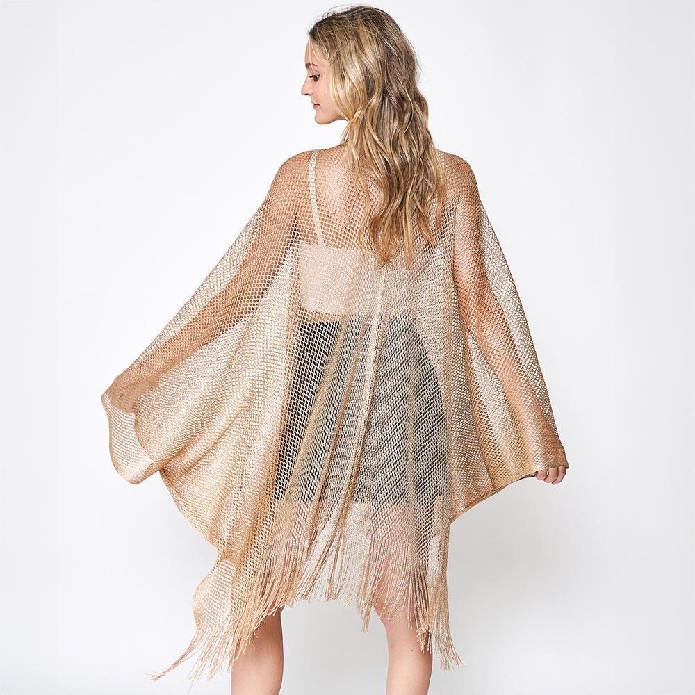 Gold Sparkle Glitter Mesh Kimono Poncho - Jewelry Store by Erik Rayo