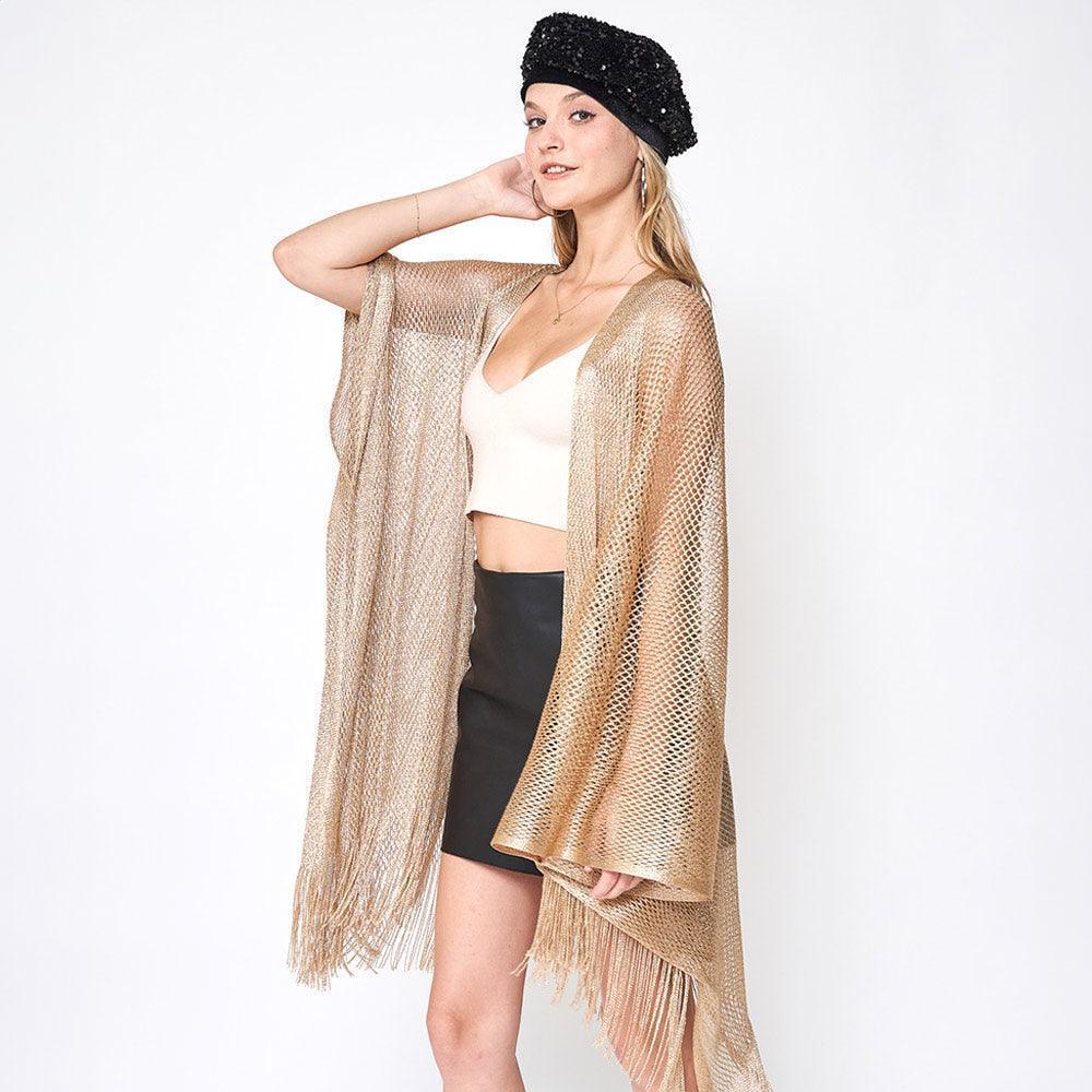 Gold Sparkle Glitter Mesh Kimono Poncho - Jewelry Store by Erik Rayo