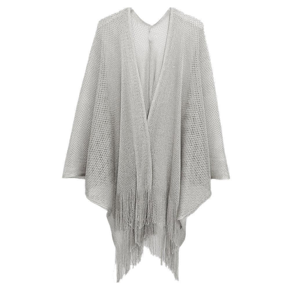 Silver Sparkle Glitter Mesh Kimono Poncho - Jewelry Store by Erik Rayo