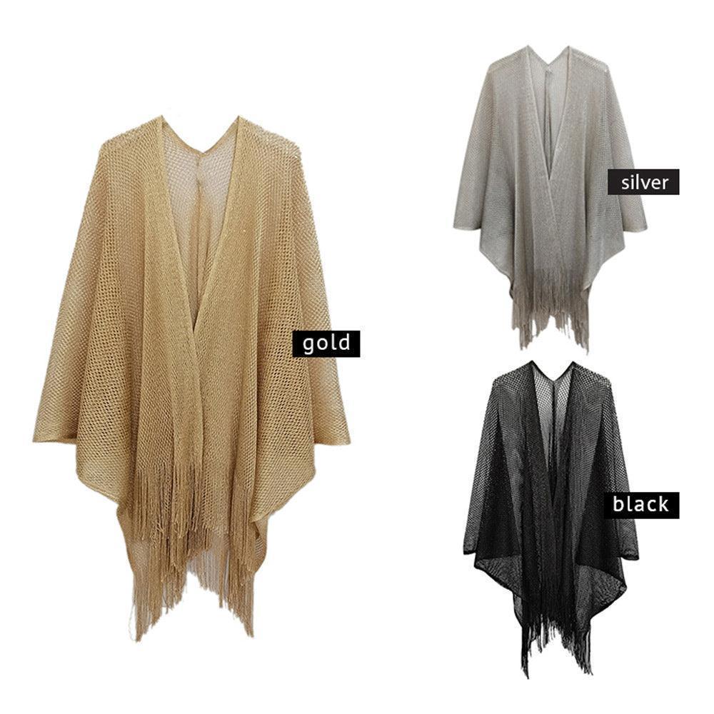 Silver Sparkle Glitter Mesh Kimono Poncho - Jewelry Store by Erik Rayo