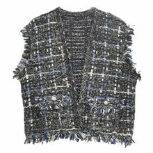 Load image into Gallery viewer, Black Plaid Tweed Vest
