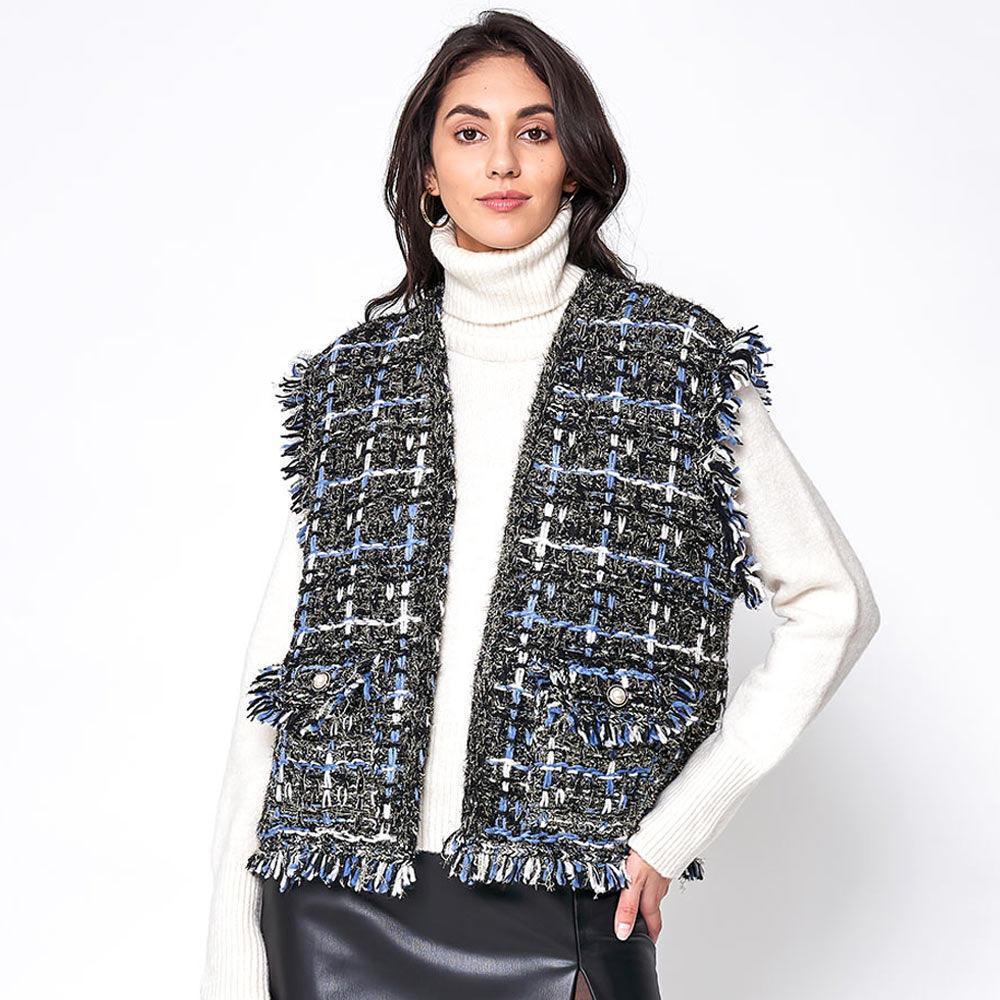 Black Plaid Tweed Vest - Jewelry Store by Erik Rayo