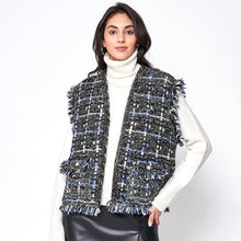 Load image into Gallery viewer, Black Plaid Tweed Vest
