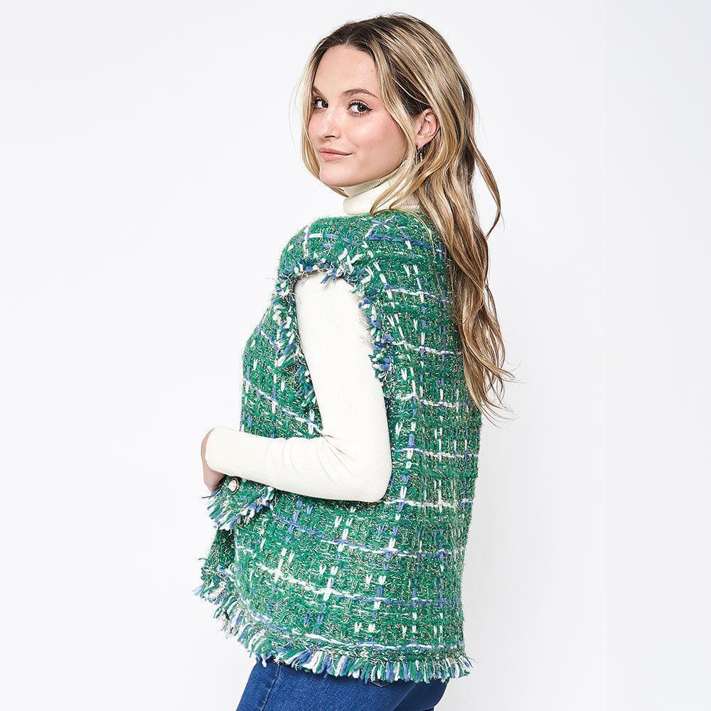 Green Plaid Tweed Vest - Jewelry Store by Erik Rayo