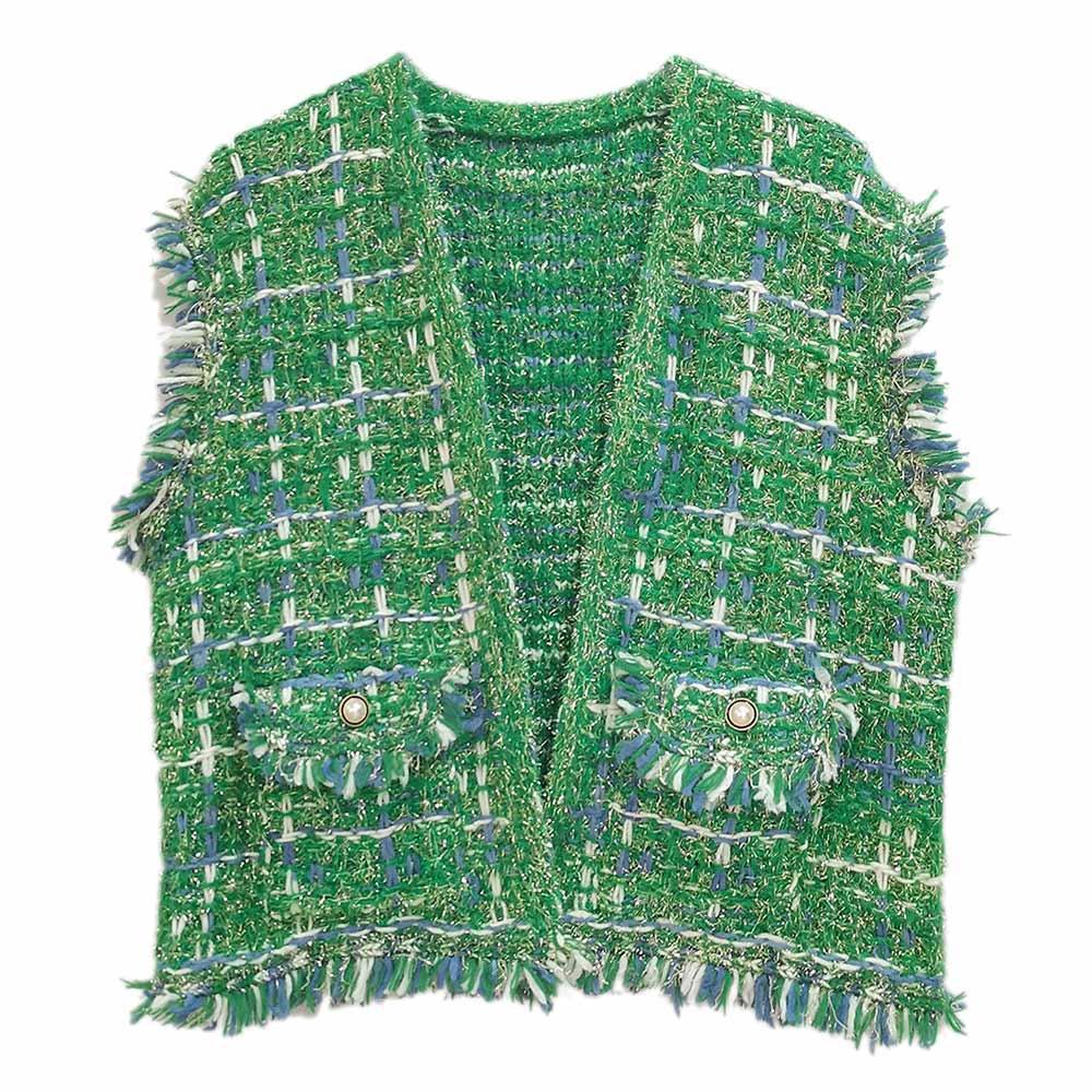 Green Plaid Tweed Vest - Jewelry Store by Erik Rayo