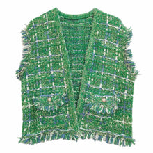 Load image into Gallery viewer, Green Plaid Tweed Vest
