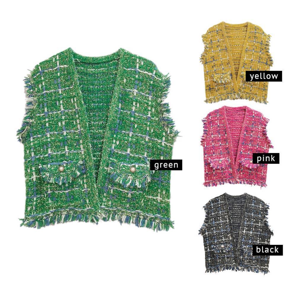 Green Plaid Tweed Vest - Jewelry Store by Erik Rayo