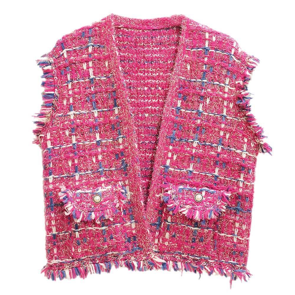 Pink Plaid Tweed Vest - Jewelry Store by Erik Rayo