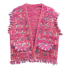 Load image into Gallery viewer, Pink Plaid Tweed Vest
