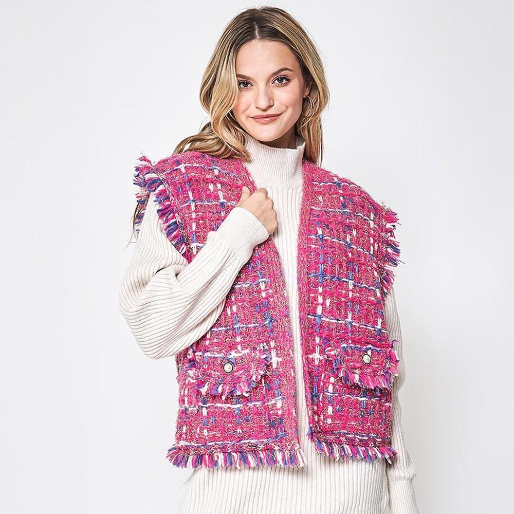 Pink Plaid Tweed Vest - Jewelry Store by Erik Rayo