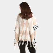 Load image into Gallery viewer, Diamond Pattern Tassel Poncho
