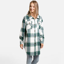 Load image into Gallery viewer, Green Plaid Check Patterned Boyfriend Fit Long Shacket
