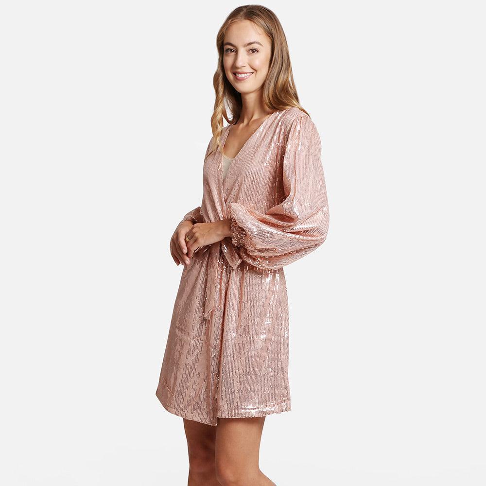 Rose Gold Sequin Balloon Sleeves Belt Cover Up Poncho - Jewelry Store by Erik Rayo