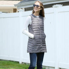 Load image into Gallery viewer, Gray Solid Front Pockets Light Long Puffer Button Vest
