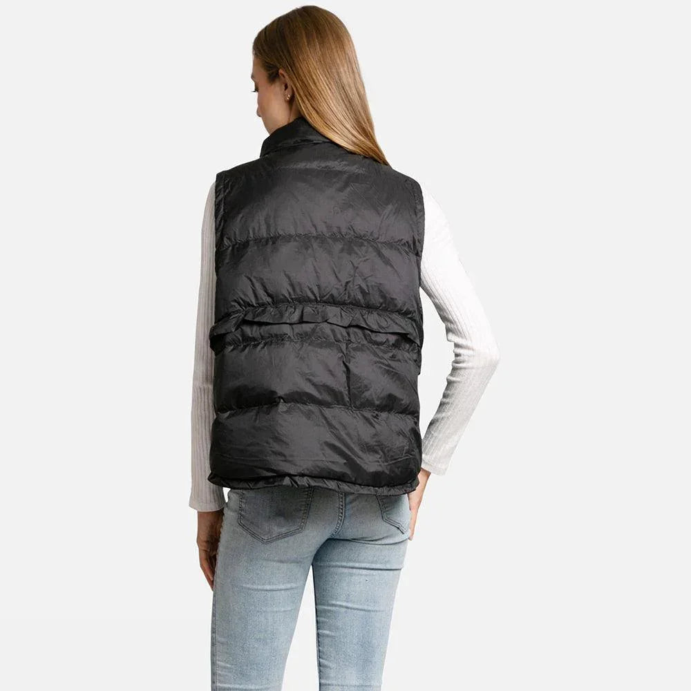 Black Solid Light Front Pockets Button Short Adjustable Vest - Jewelry Store by Erik Rayo