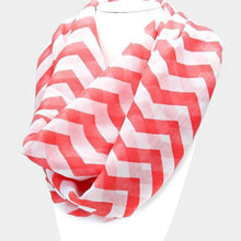 Load image into Gallery viewer, Pink Chevron Polyester Spring Infinity Scarf
