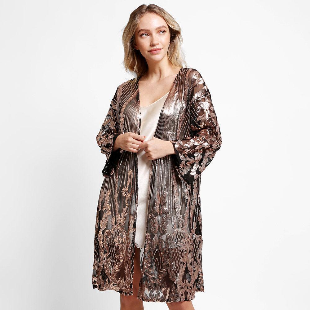 Black Sequin Cover-Up Kimono Poncho - Jewelry Store by Erik Rayo