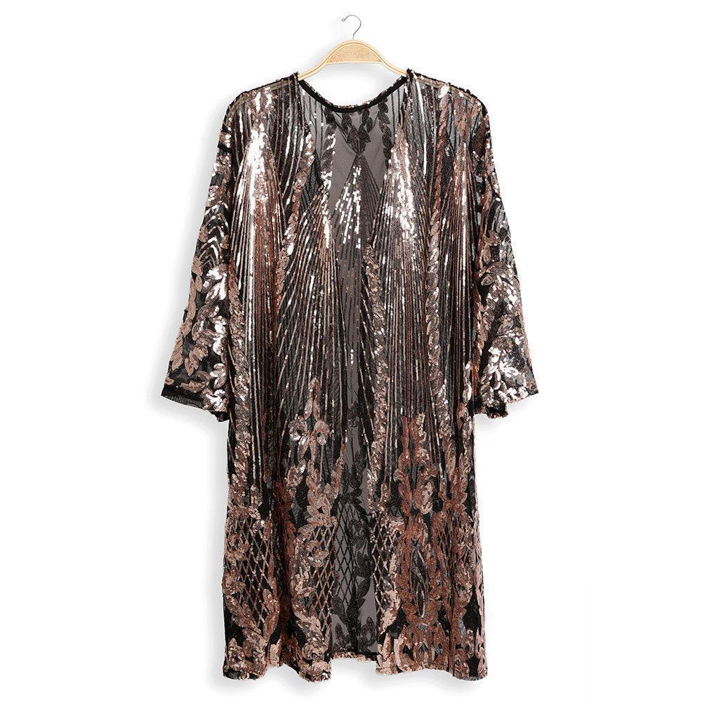 Black Sequin Cover-Up Kimono Poncho - Jewelry Store by Erik Rayo