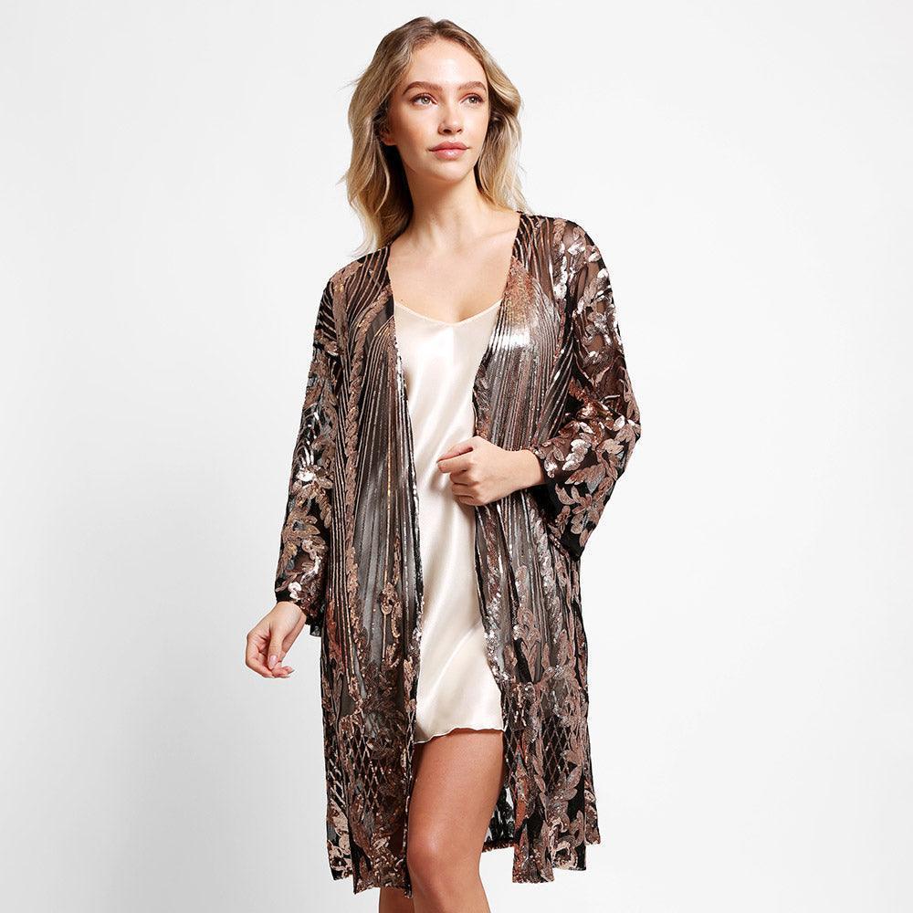 Black Sequin Cover-Up Kimono Poncho - Jewelry Store by Erik Rayo