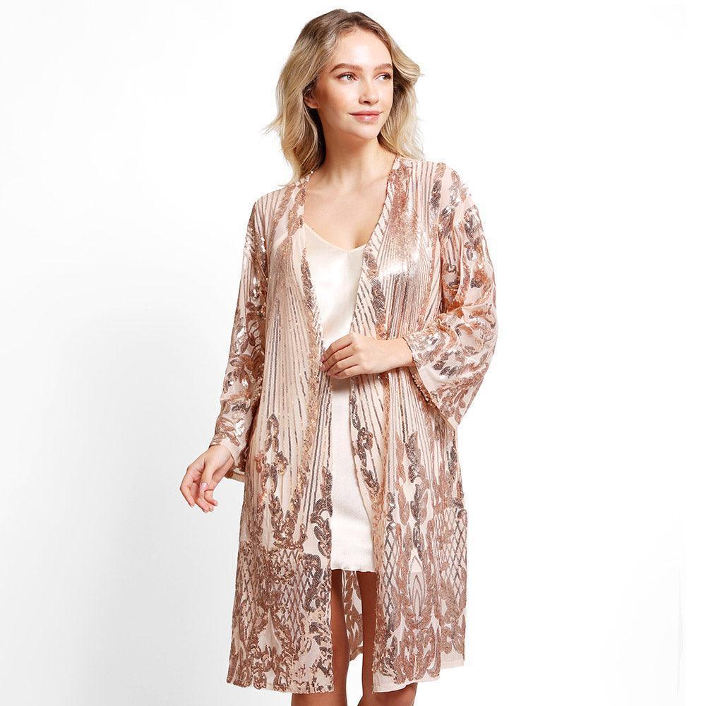 Rose Gold Sequin Cover-Up Kimono Poncho - Jewelry Store by Erik Rayo