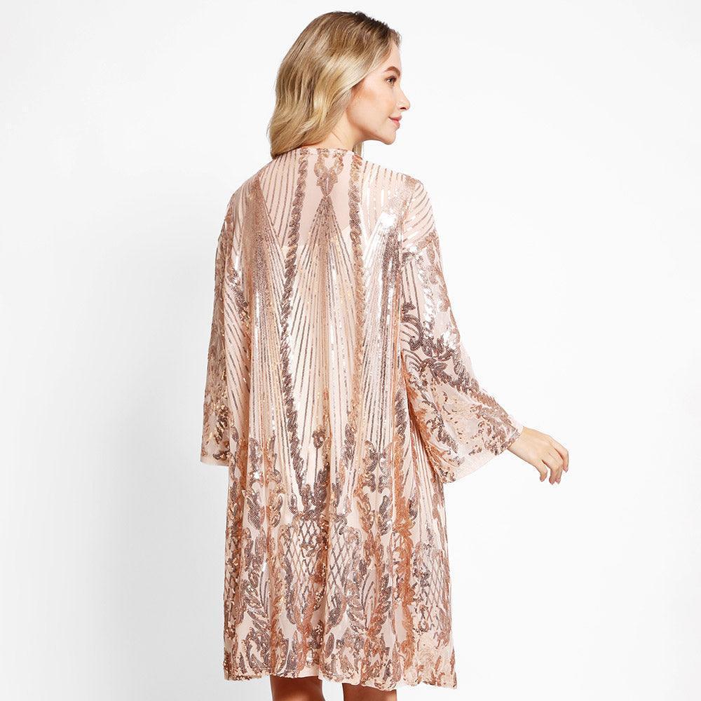 Rose Gold Sequin Cover-Up Kimono Poncho - Jewelry Store by Erik Rayo