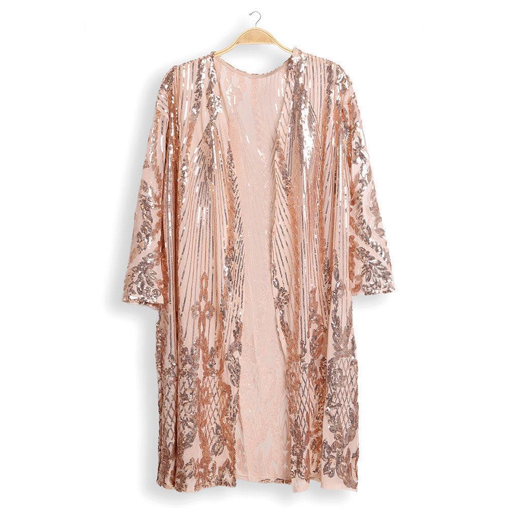 Rose Gold Sequin Cover-Up Kimono Poncho - Jewelry Store by Erik Rayo