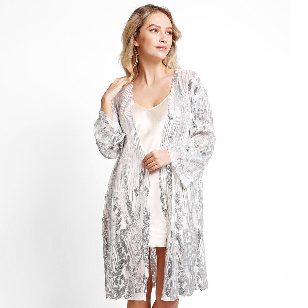 Silver Sequin Cover-Up Kimono Poncho - Jewelry Store by Erik Rayo