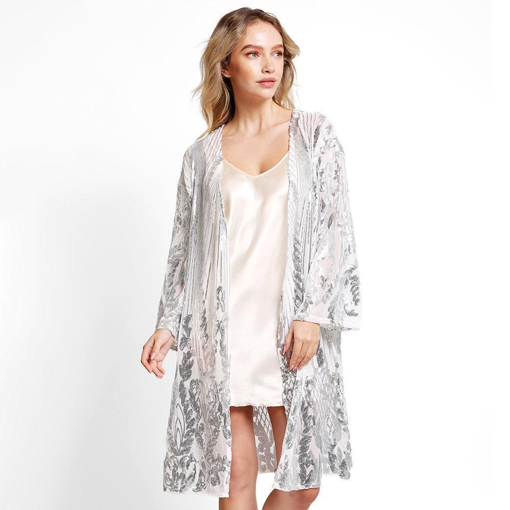 Silver Sequin Cover-Up Kimono Poncho - Jewelry Store by Erik Rayo