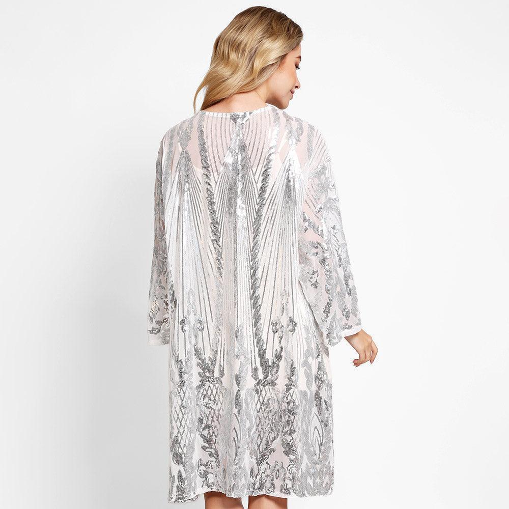 Silver Sequin Cover-Up Kimono Poncho - Jewelry Store by Erik Rayo