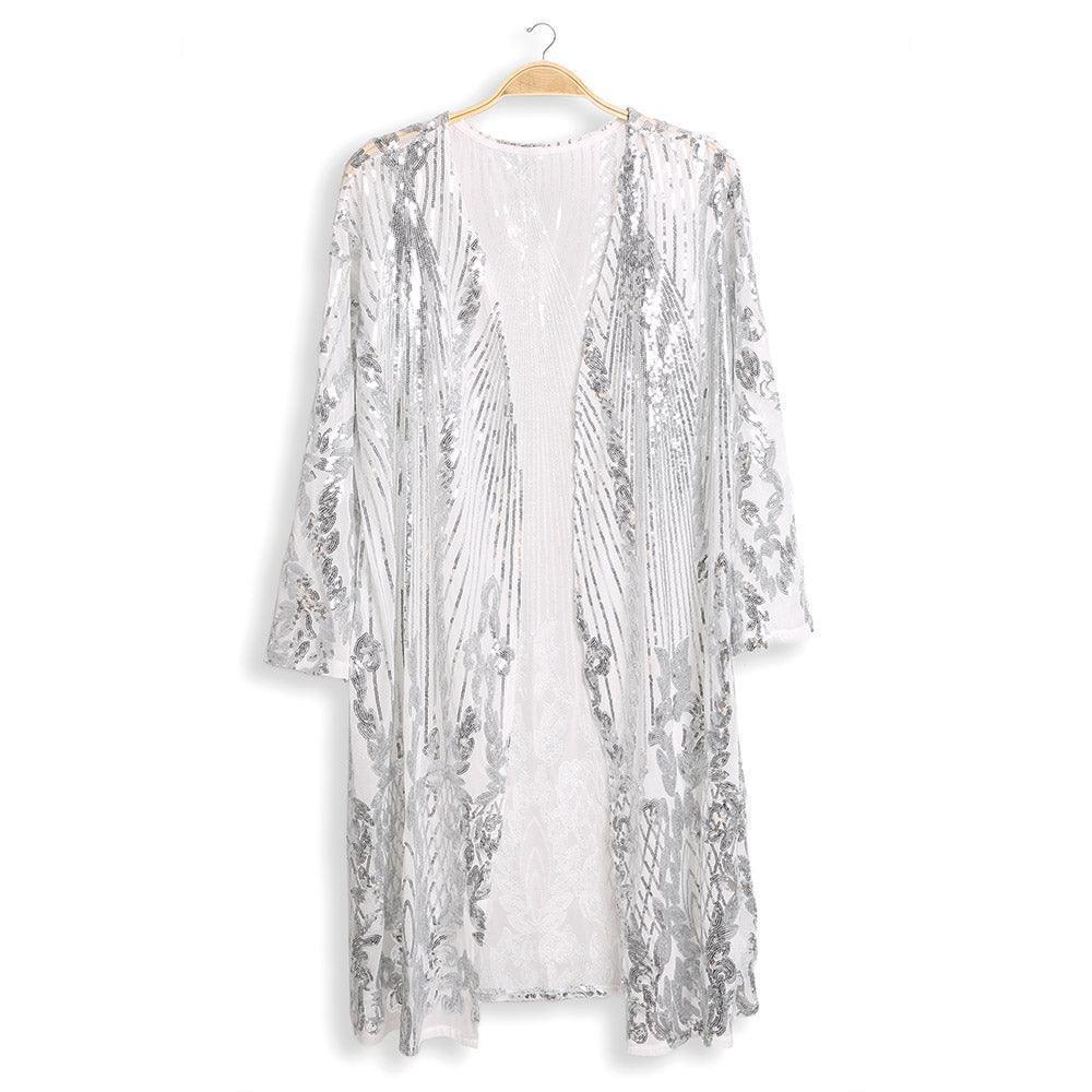 Silver Sequin Cover-Up Kimono Poncho - Jewelry Store by Erik Rayo