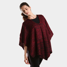 Load image into Gallery viewer, Burgundy Two tone knit V- neck poncho
