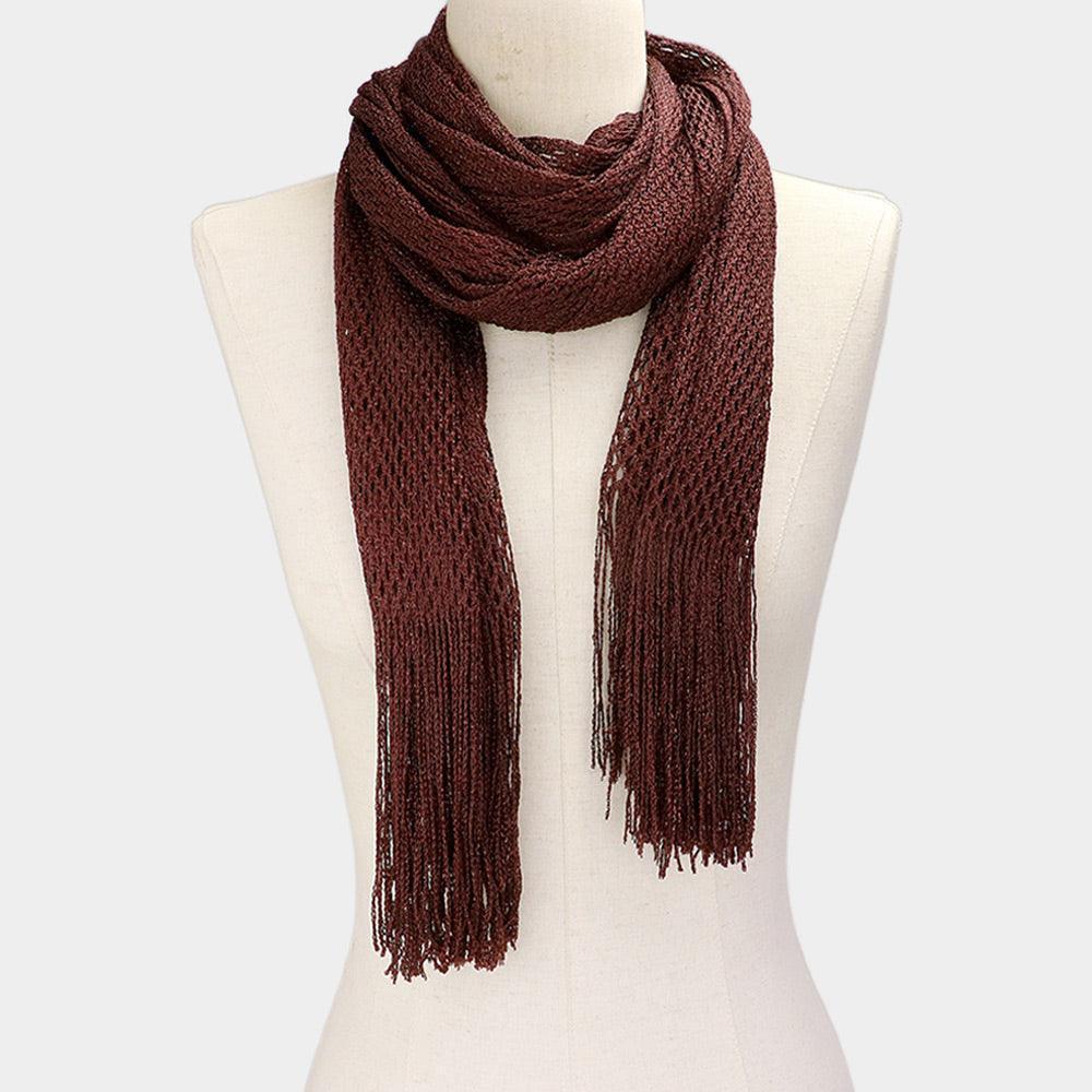 Brown Metallic Net Fringe Oblong Scarf - Jewelry Store by Erik Rayo
