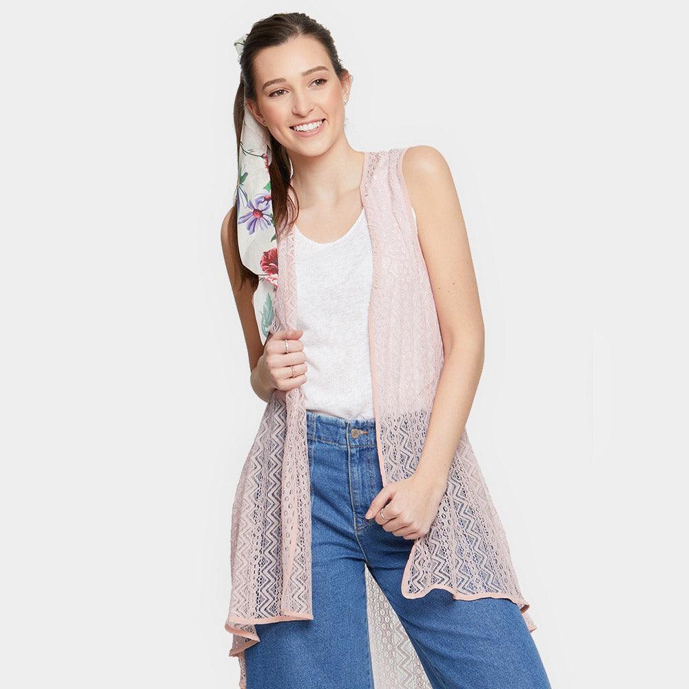Pink Long Lace Vest - Jewelry Store by Erik Rayo