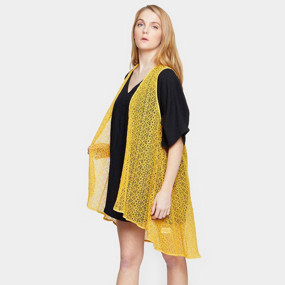 Mustard Long Lace Vest - Jewelry Store by Erik Rayo