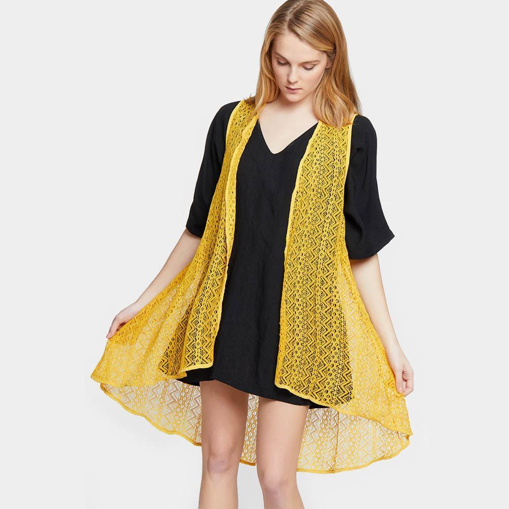 Mustard Long Lace Vest - Jewelry Store by Erik Rayo