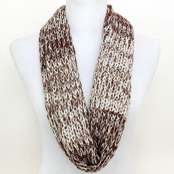 Brown Metallic Knitted Acrylic Infinity Scarf - Jewelry Store by Erik Rayo