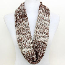 Load image into Gallery viewer, Brown Metallic Knitted Acrylic Infinity Scarf
