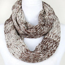 Load image into Gallery viewer, Brown Metallic Knitted Acrylic Infinity Scarf
