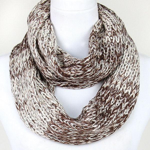 Brown Metallic Knitted Acrylic Infinity Scarf