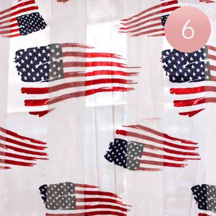 White 6PCS - Satin Striped American Flag Pattern Print Scarf - Jewelry Store by Erik Rayo