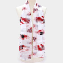 Load image into Gallery viewer, White 6PCS - Satin Striped American Flag Pattern Print Scarf
