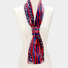 Load image into Gallery viewer, Navy 6PCS - Satin Striped American Flag Pattern Print Scarf
