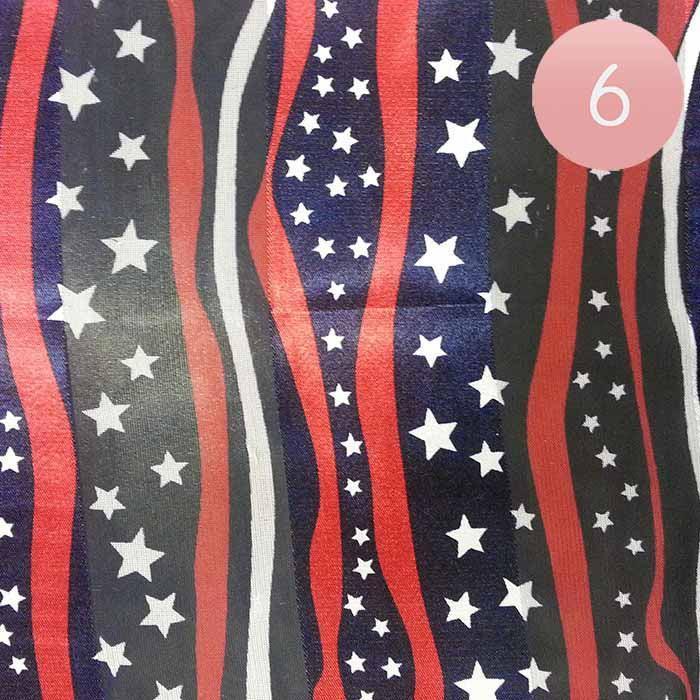 Navy 6PCS - Satin Striped American Flag Pattern Print Scarf - Jewelry Store by Erik Rayo