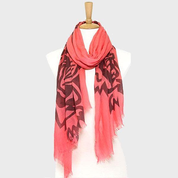 Red Tiger Print Cotton Scarf - Jewelry Store by Erik Rayo