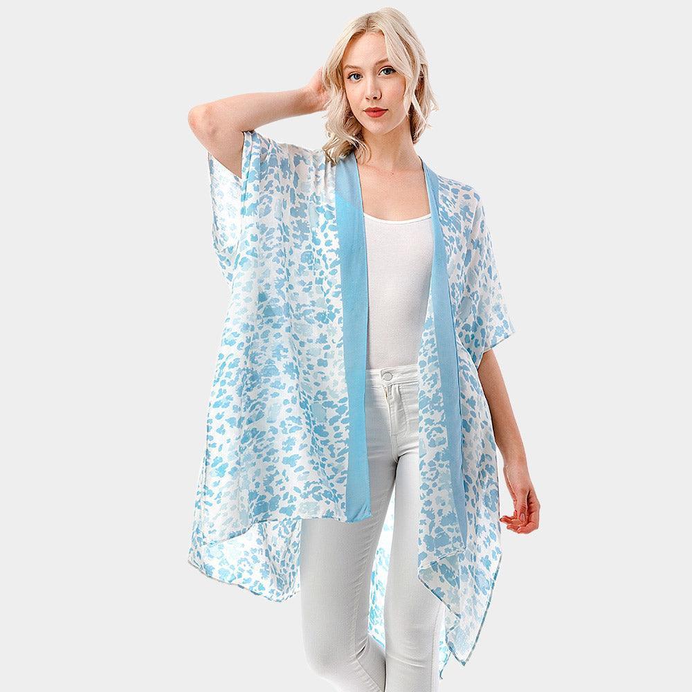 Blue Abstract Print Kimono Poncho - Jewelry Store by Erik Rayo